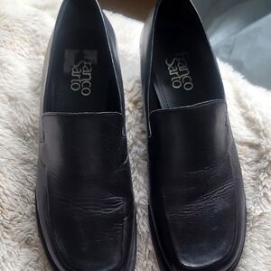 Franco Sarto Black Leather Loafers Slip-Ons